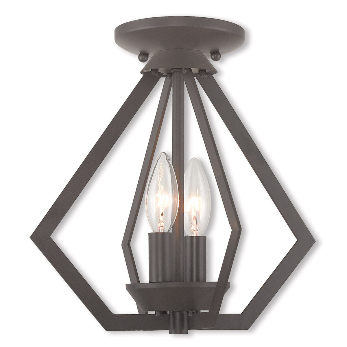 Prism 2 Light 11.25 inch Bronze Convertible Mini Chandelier/Ceiling Mount Ceiling Light