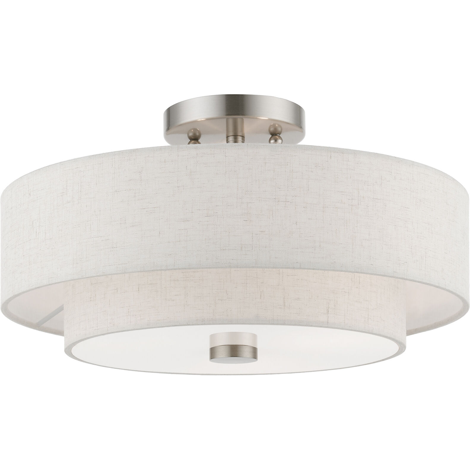 Meridian 3 Light 15 inch Brushed Nickel Semi-Flush Ceiling Light