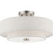 Meridian 3 Light 15 inch Brushed Nickel Semi-Flush Ceiling Light
