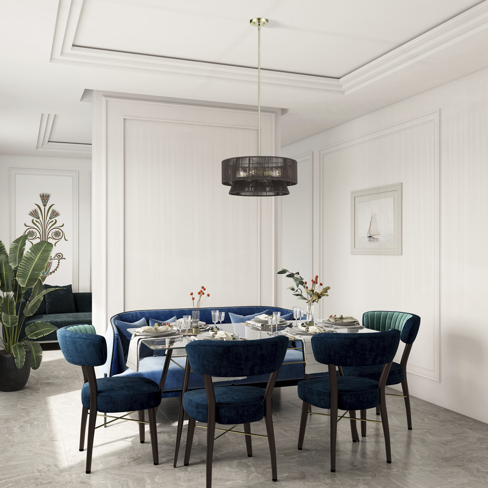 Florell 4 Light 20 inch Antique Brass Pendant Chandelier Ceiling Light