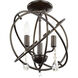 Aria 3 Light 12 inch English Bronze Convertible Mini Chandelier/Ceiling Mount Ceiling Light