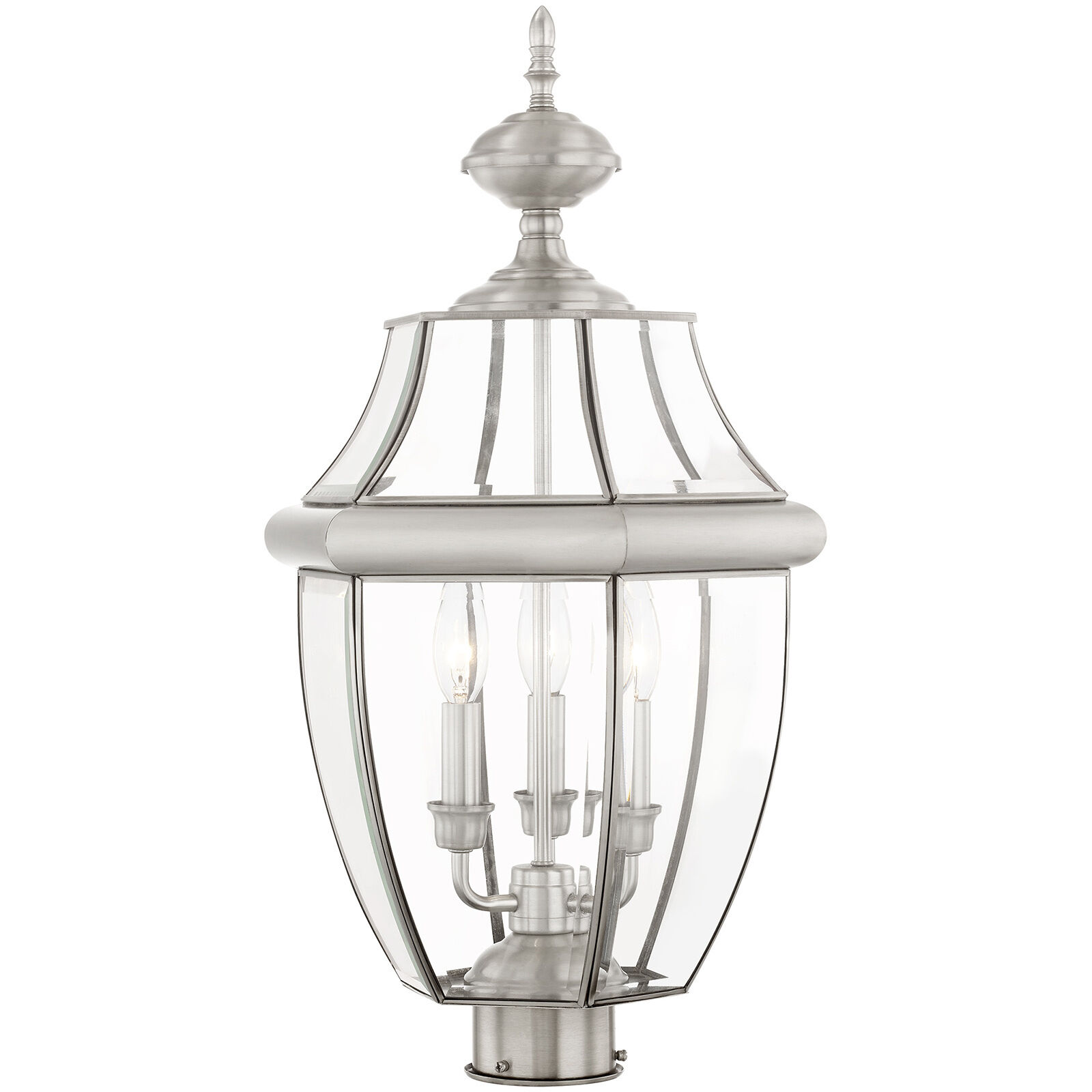 Monterey 3 Light 23.5 inch Brushed Nickel Outdoor Post Top Lantern