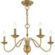 Windsor 5 Light 24 inch Antique Brass Chandelier Ceiling Light
