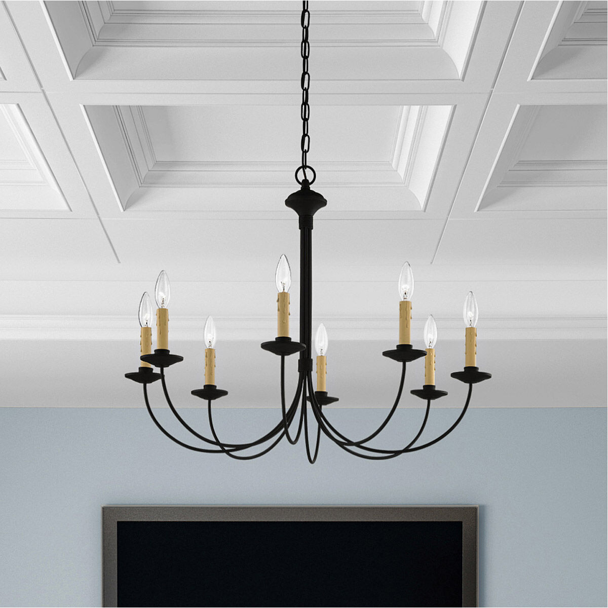 Heritage 8 Light 30 inch Black Chandelier Ceiling Light