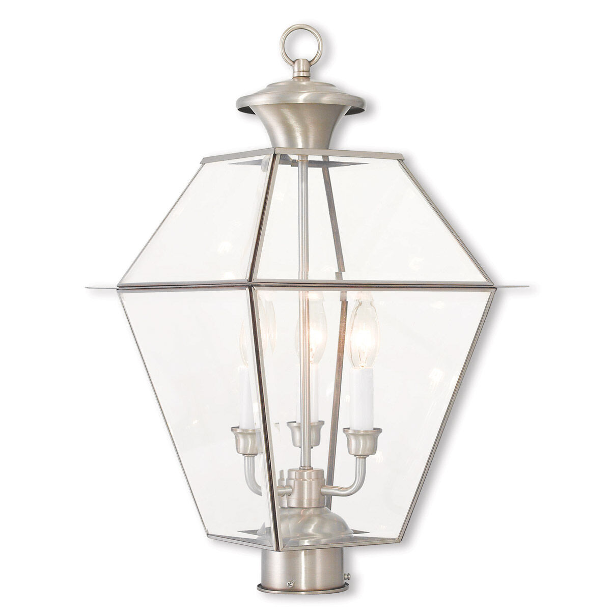 Westover 3 Light 21.5 inch Brushed Nickel Outdoor Post Top Lantern
