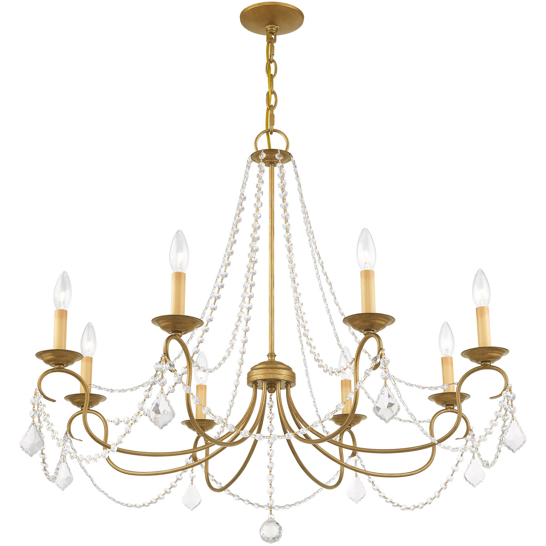 Pennington 8 Light 34 inch Antique Gold Leaf Chandelier Ceiling Light