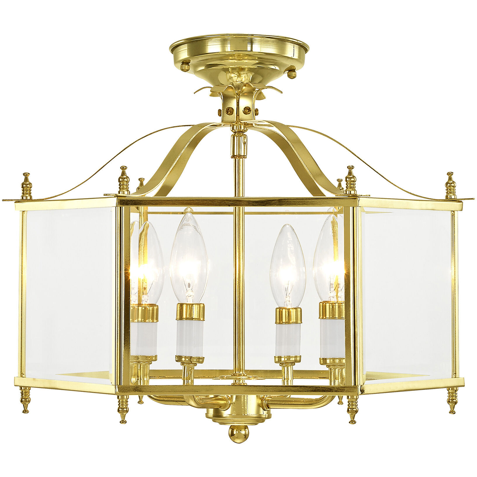 Livingston 4 Light 16 inch Polished Brass Convertible Pendant/Ceiling Mount Ceiling Light