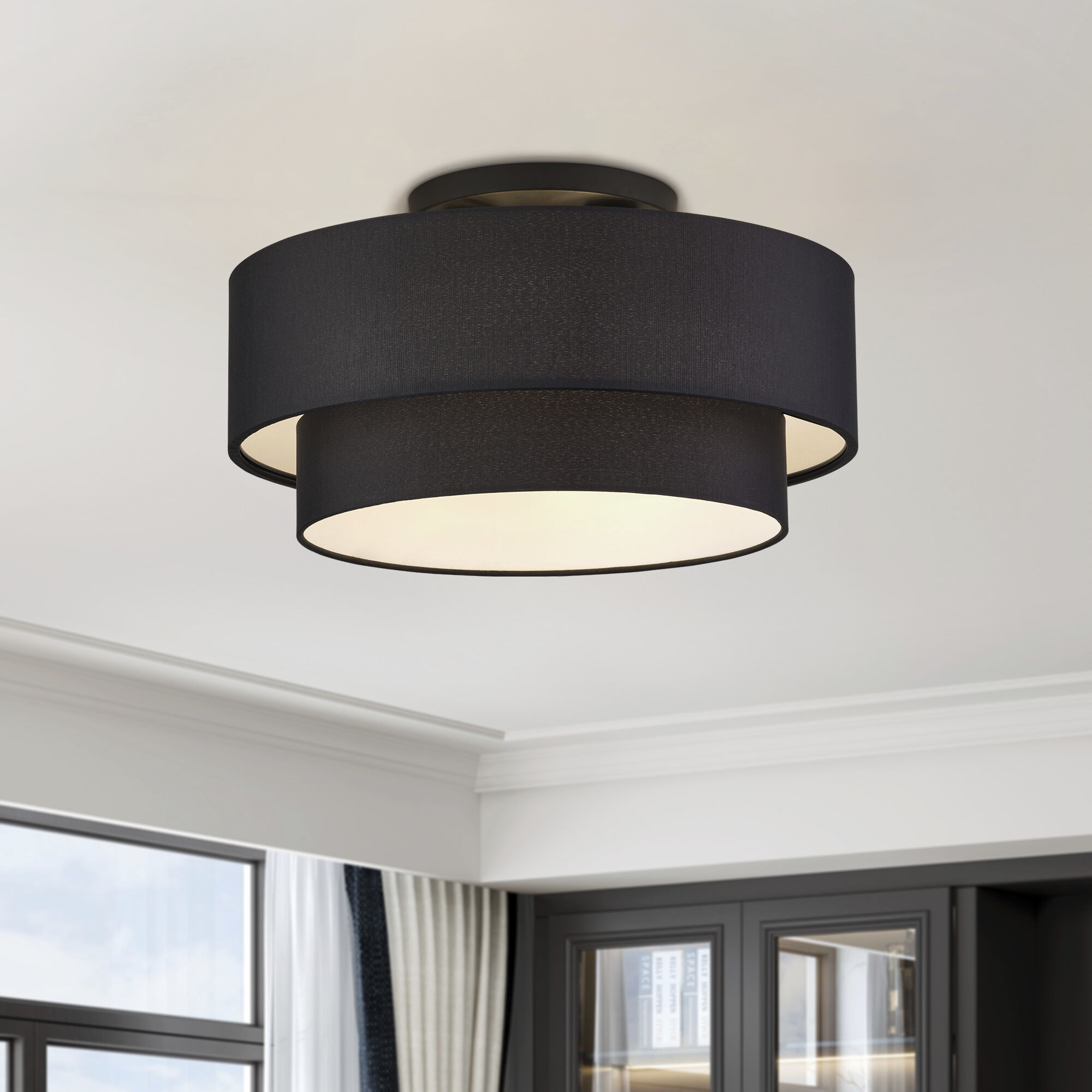Bainbridge 3 Light 18 inch Black Semi Flush Mount Ceiling Light, Large