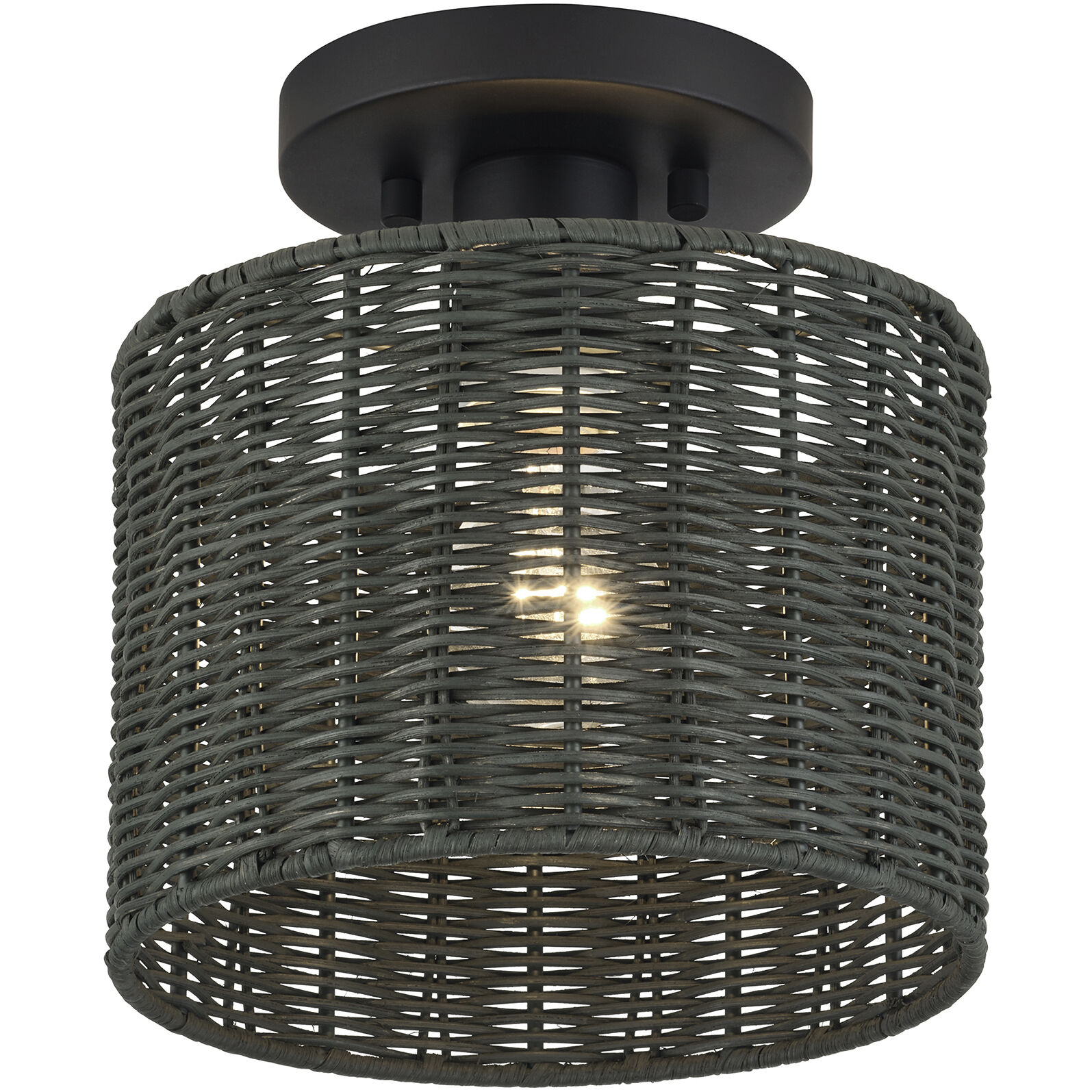 Weavington 1 Light 8.5 inch Black Semi Flush Mount Ceiling Light, Small