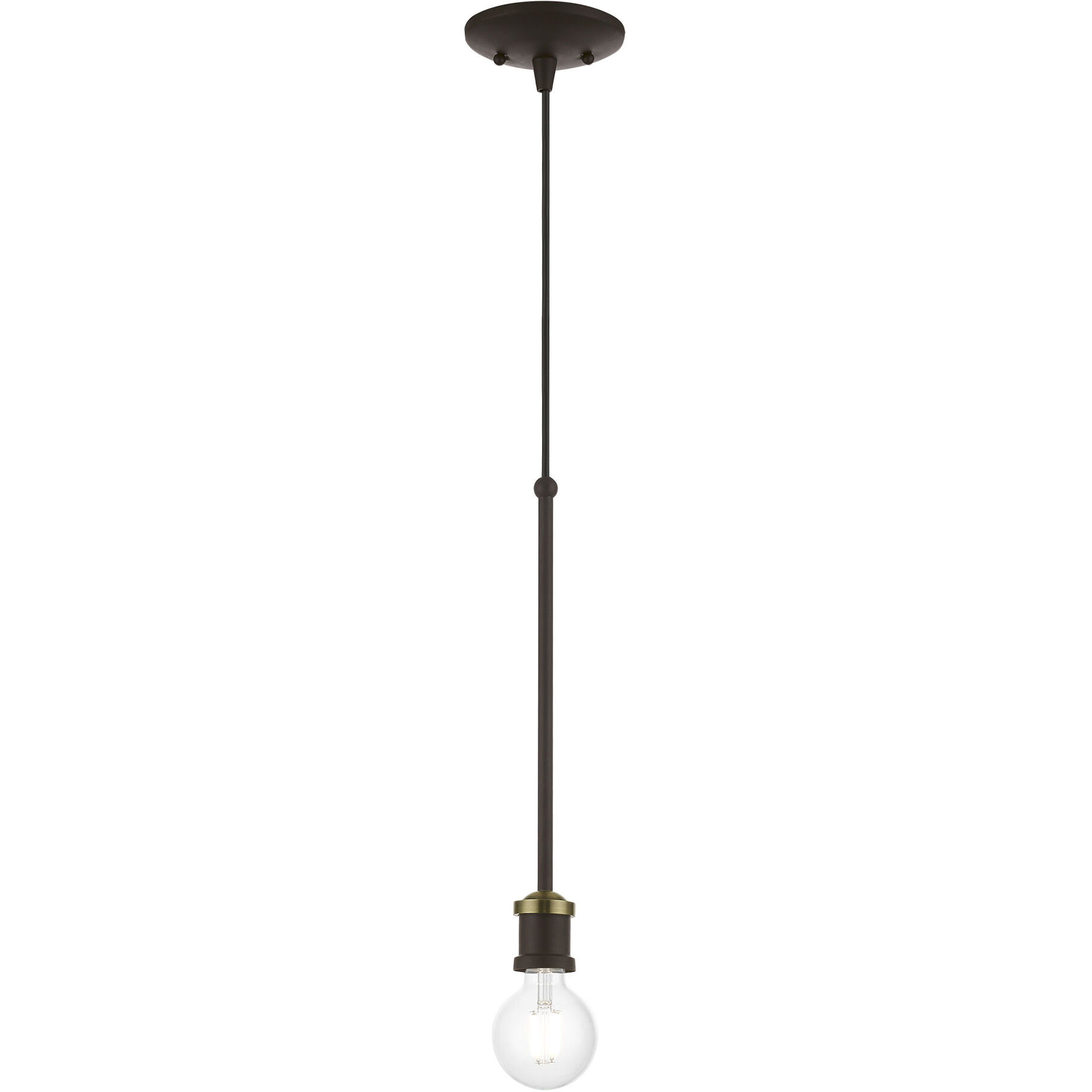 Lansdale 1 Light 5 inch Bronze with Antique Brass Accents Single Pendant Ceiling Light, Single