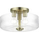 Whitworth 3 Light 14.5 inch Antique Brass Semi-Flush Ceiling Light