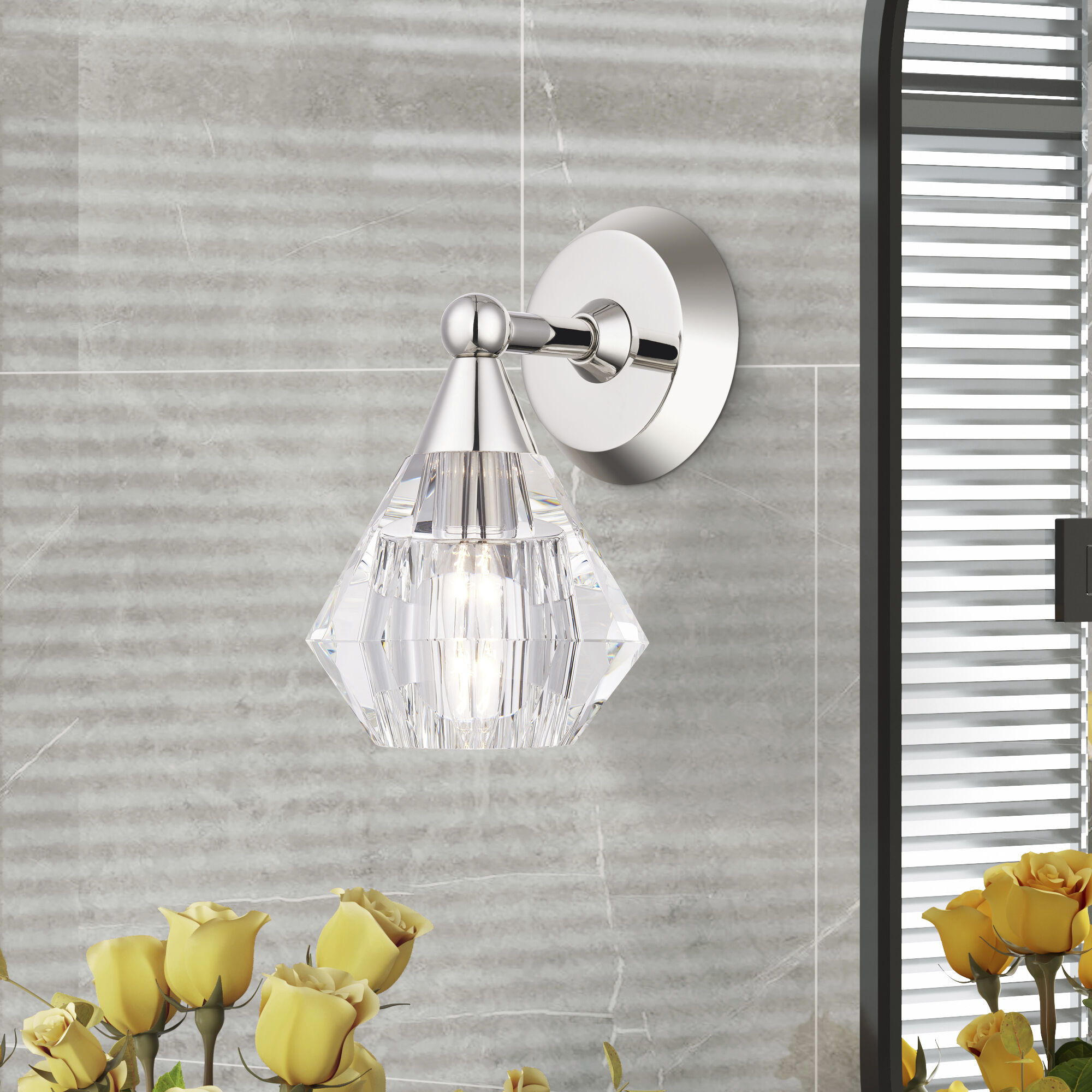 Brussels 1 Light 7 inch Polished Nickel Crystal Single Sconce Wall Light