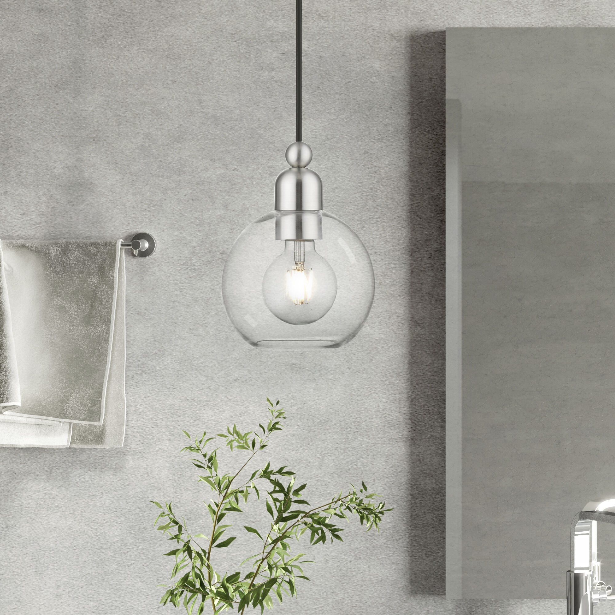 Downtown 1 Light 6.5 inch Brushed Nickel Mini Pendant Ceiling Light, Sphere