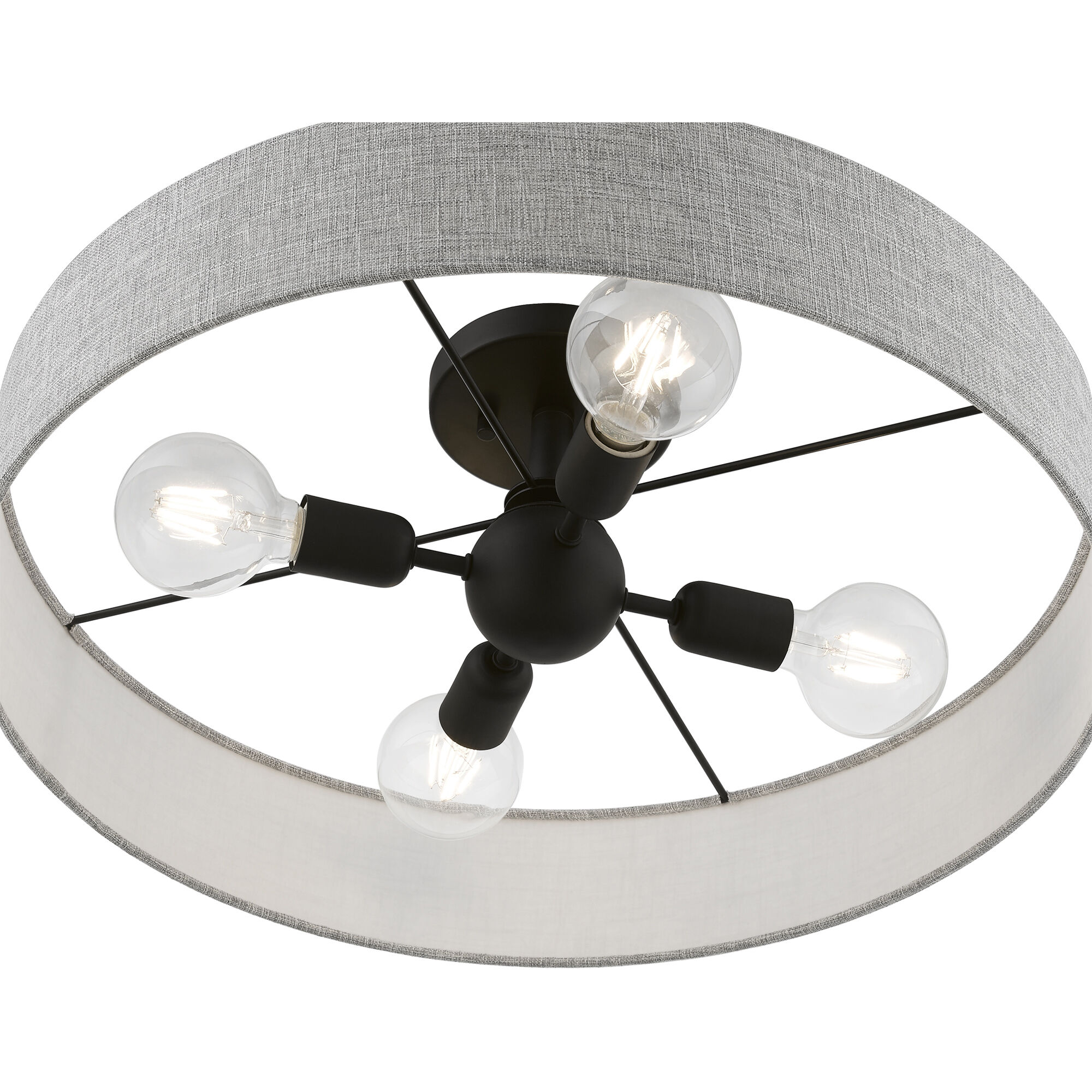 Elmhurst 4 Light 22 inch Black Semi-Flush Ceiling Light, Large