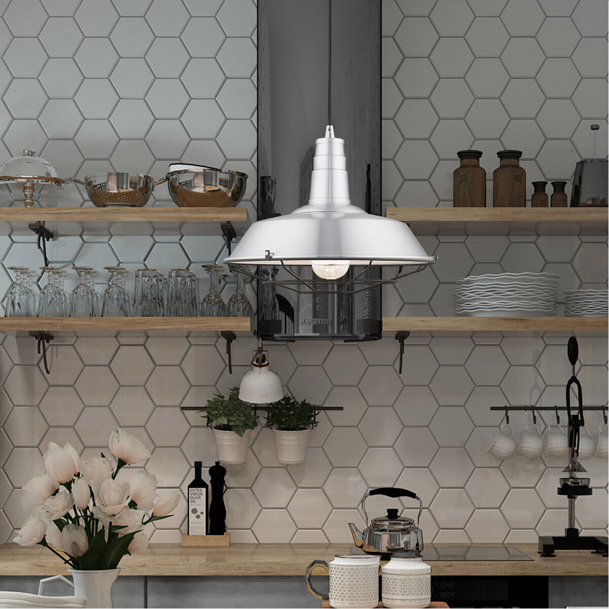 Allison 1 Light 14 inch Brushed Aluminum Mini Pendant Ceiling Light