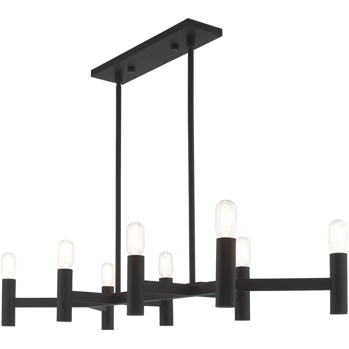 Copenhagen 8 Light 40 inch Black Linear Chandelier Ceiling Light