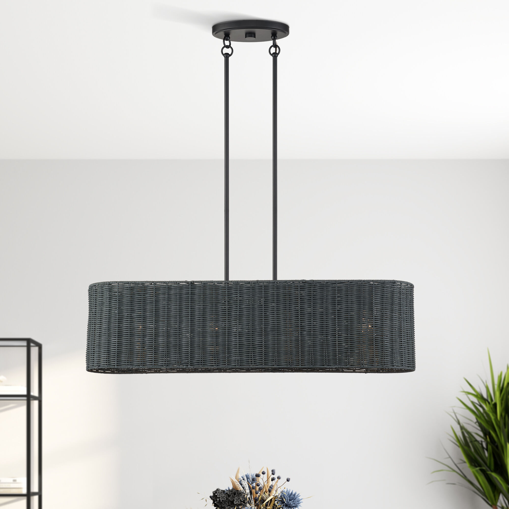 Weavington 4 Light 36 inch Black Linear Chandelier Ceiling Light, Large