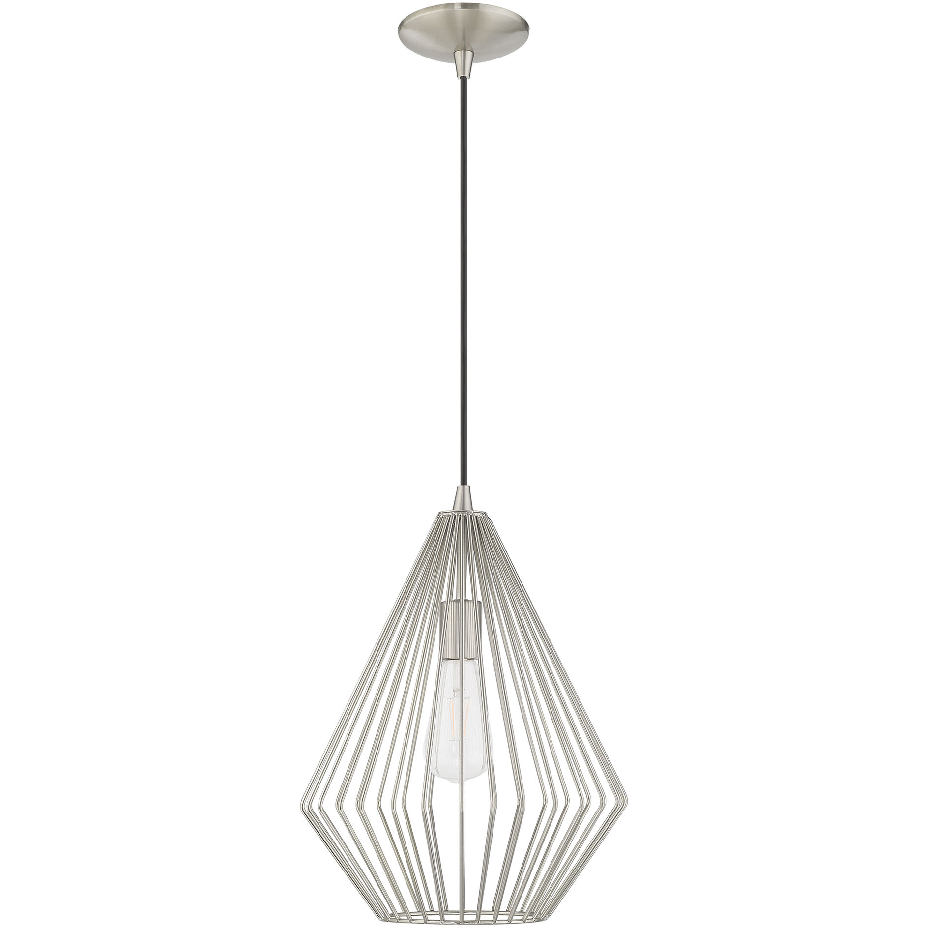 Geometric 1 Light 12 inch Brushed Nickel Mini Pendant Ceiling Light