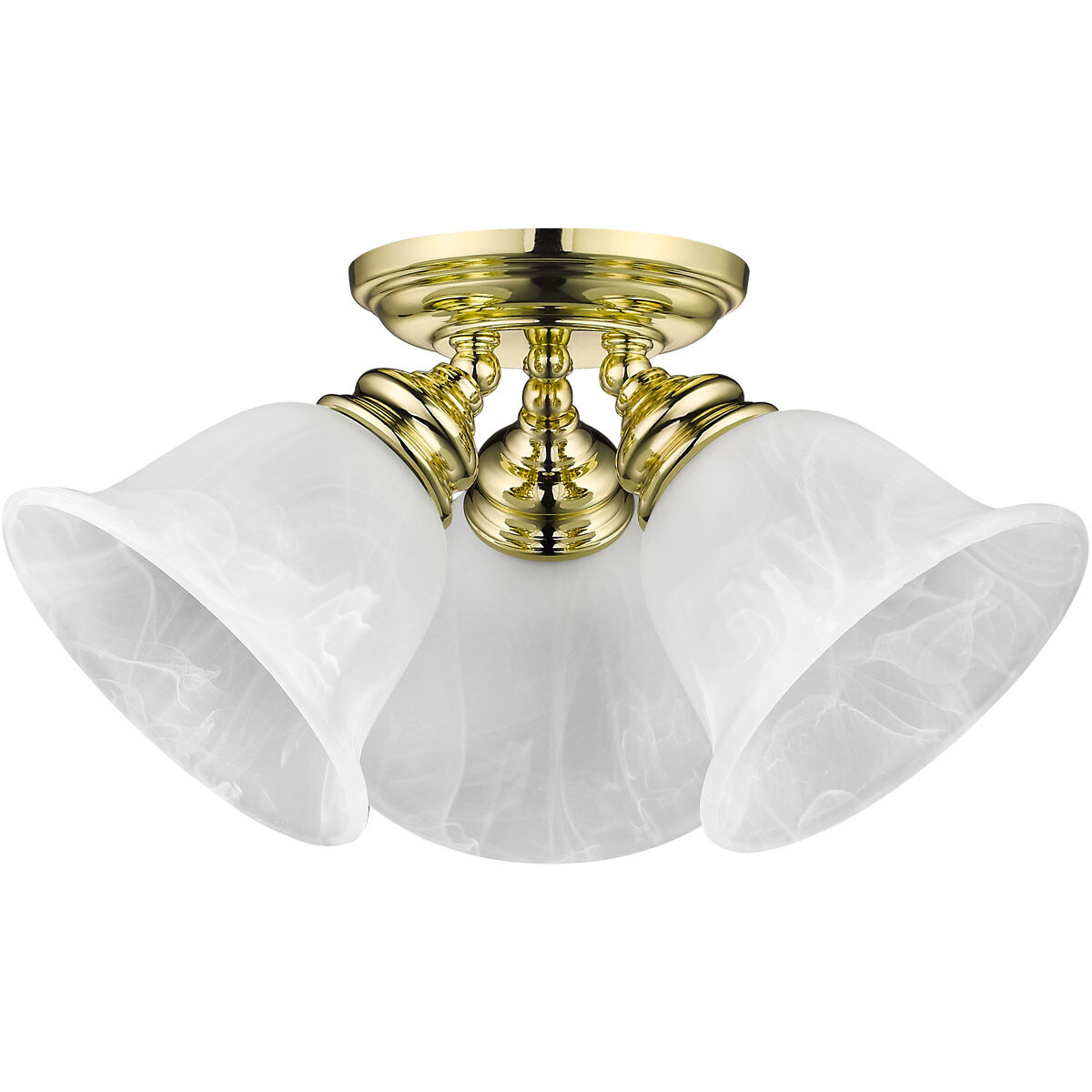 Essex 3 Light 15 inch Polished Brass Semi-Flush Mount Ceiling Light