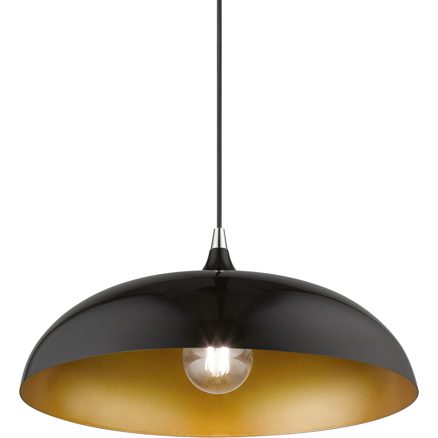 Amador 1 Light 18 inch Shiny Black with Polished Chrome Accents Pendant Ceiling Light