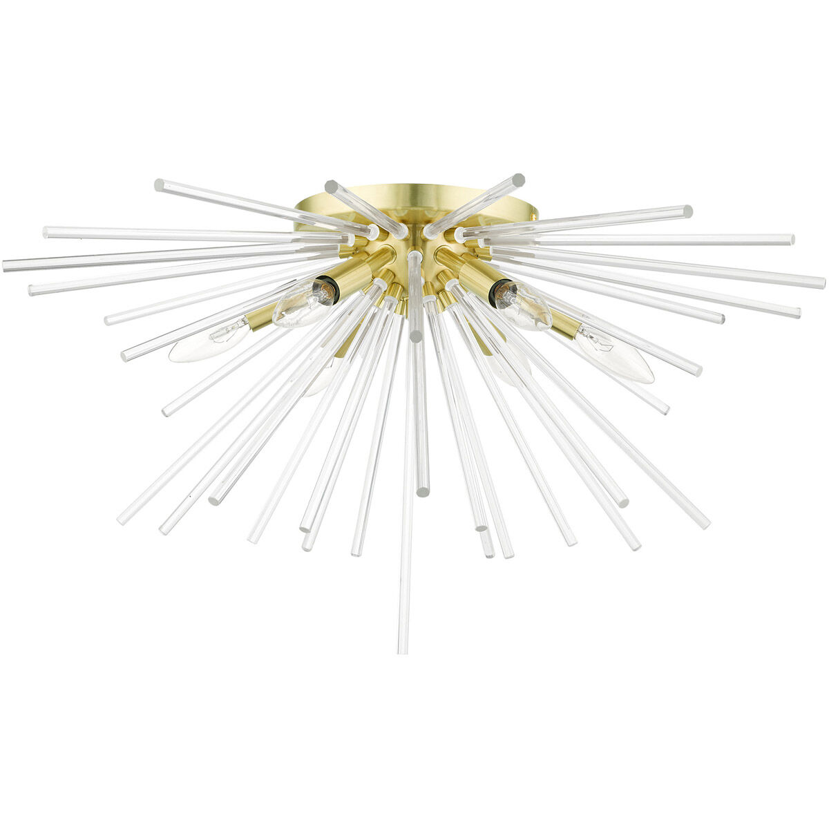 Utopia 6 Light 26 inch Satin Brass Flush Mount Ceiling Light