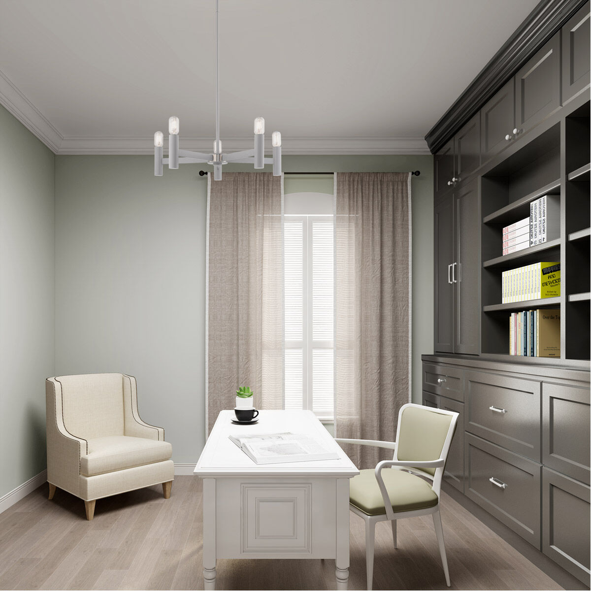 Copenhagen 5 Light 25 inch Nordic Gray Chandelier Ceiling Light