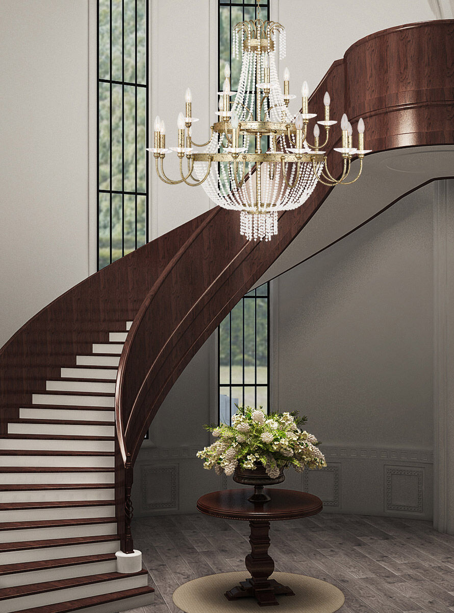 Valentina 21 Light 42 inch Hand Applied Winter Gold Foyer Chandelier Ceiling Light