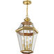 Georgetown 3 Light 13 inch Polished Brass Outdoor Pendant Lantern