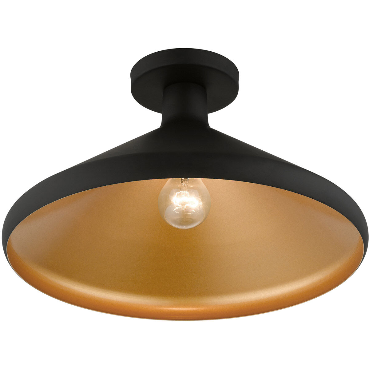 Geneva 1 Light 15 inch Black Semi-Flush Mount Ceiling Light