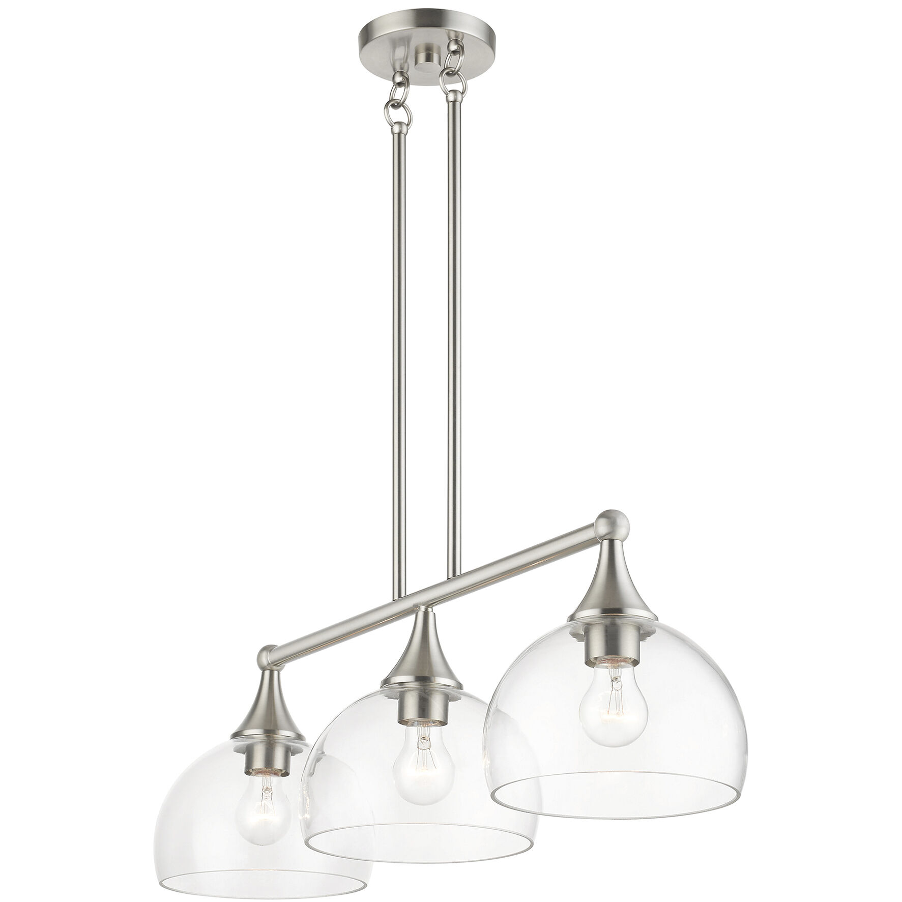 Glendon 3 Light 30 inch Brushed Nickel Linear Chandelier Ceiling Light