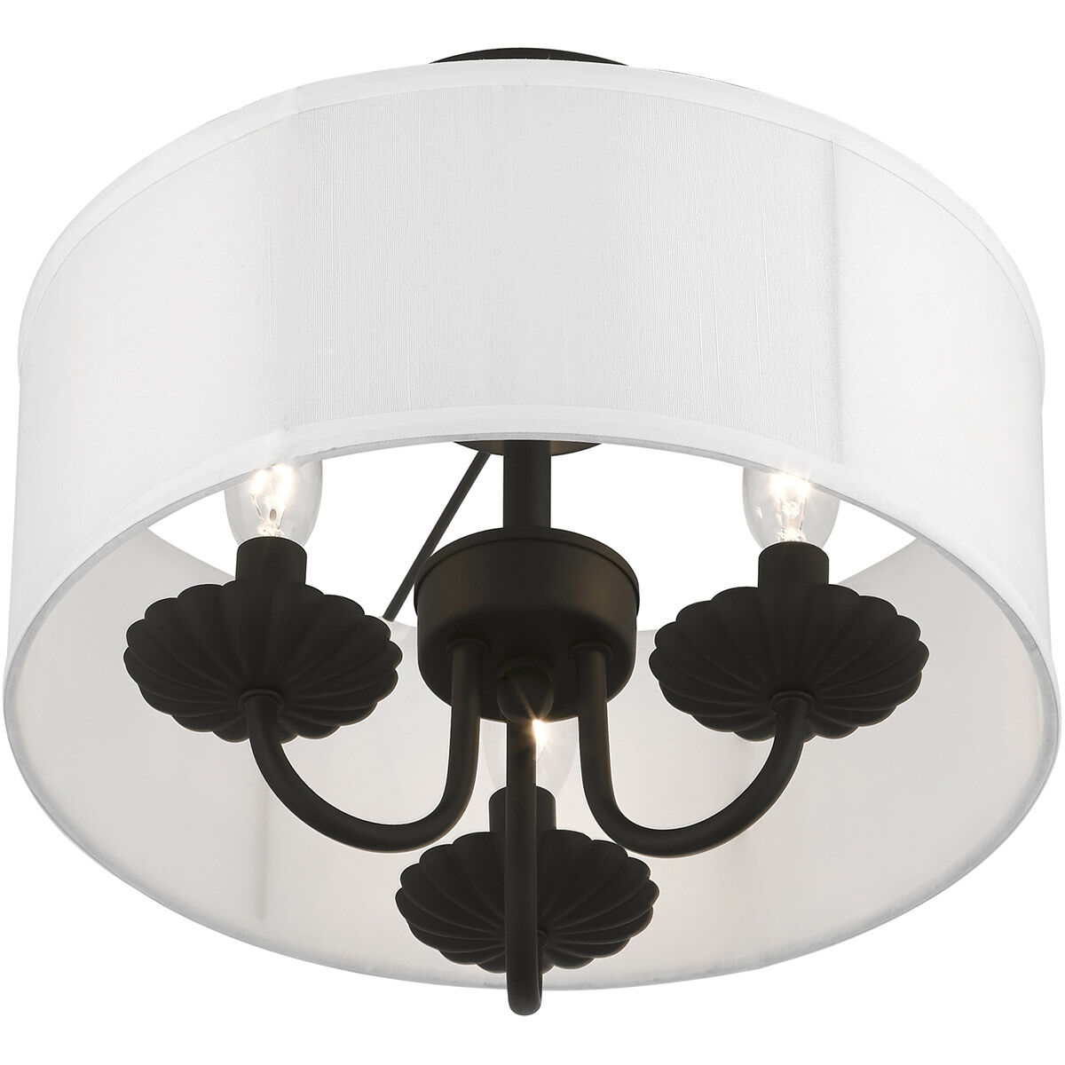 Brookdale 3 Light 13 inch Black Semi-Flush Mount Ceiling Light