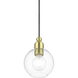 Downtown 1 Light 7 inch Satin Brass Mini Pendant Ceiling Light, Sphere