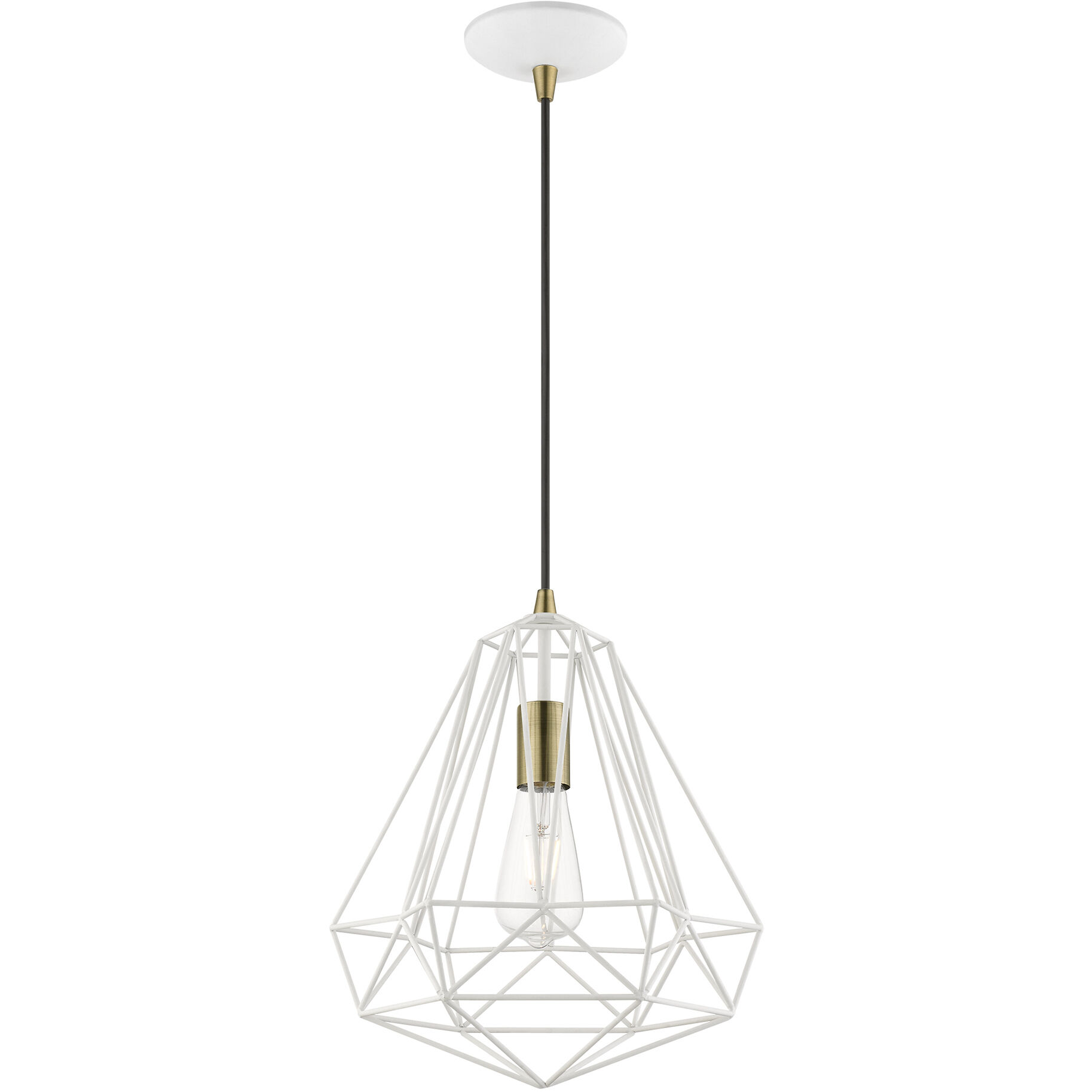 Knox 1 Light 12 inch Textured White with Antique Brass Accents Pendant Ceiling Light
