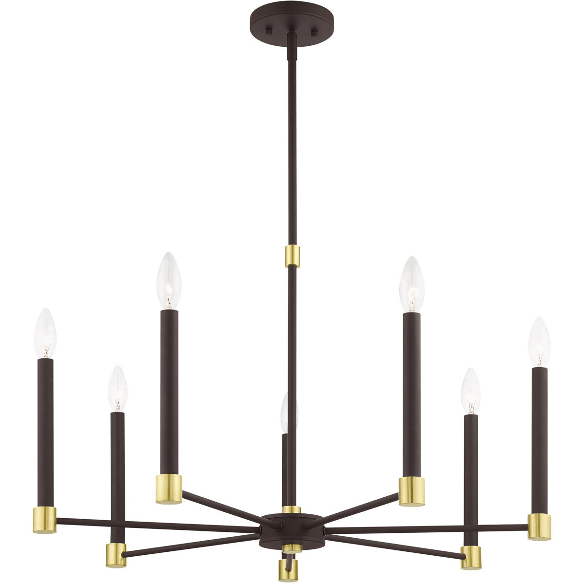 Karlstad 7 Light 28 inch Bronze with Satin Brass Accents Chandelier Ceiling Light