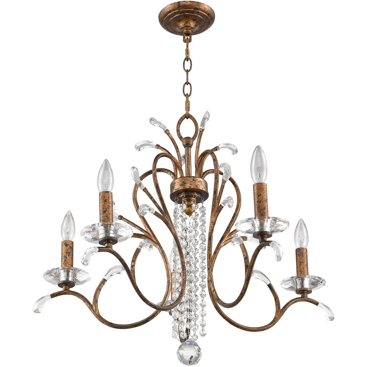 Serafina 5 Light 26 inch Hand Applied Venetian Golden Bronze Chandelier Ceiling Light