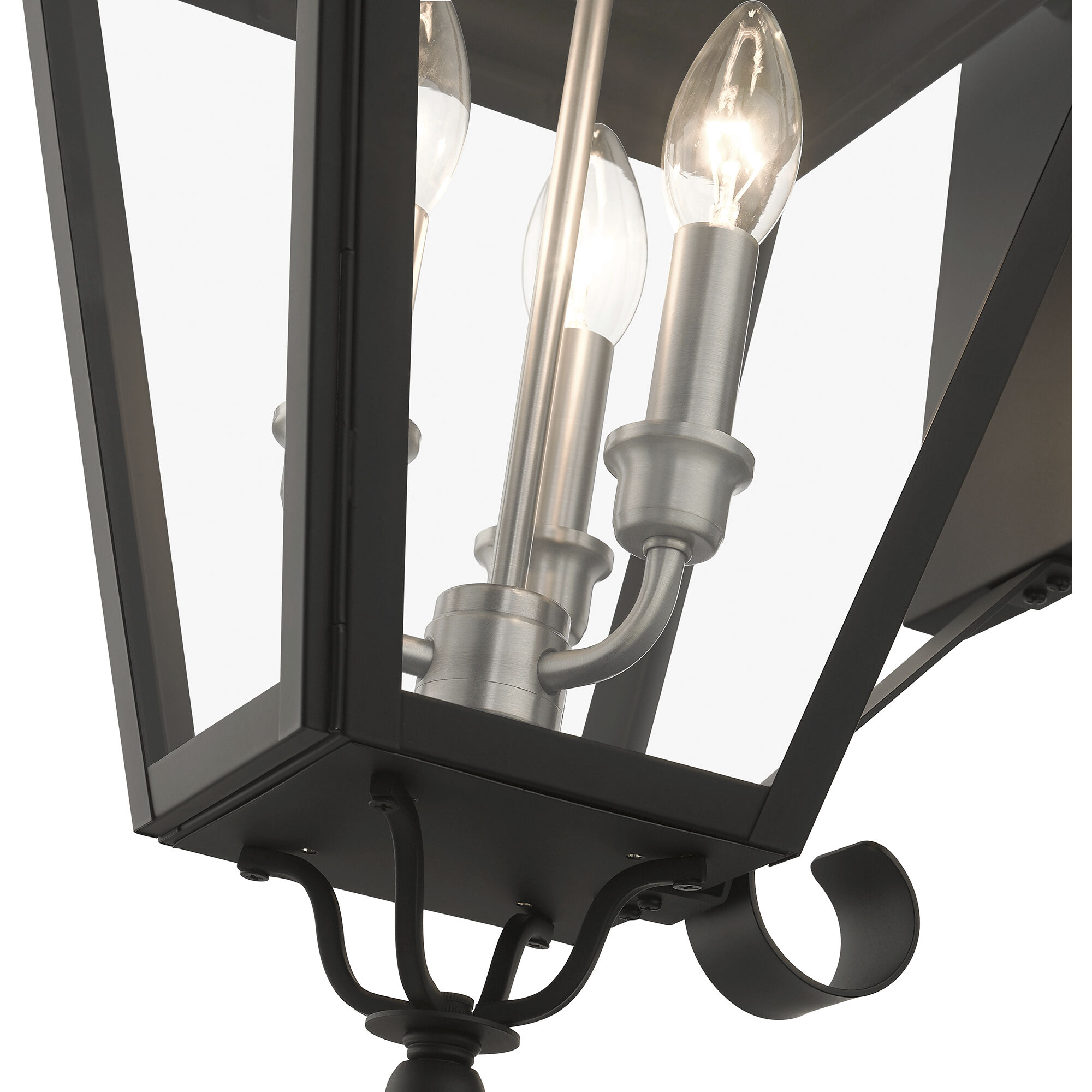 Adams 3 Light 10.63 inch Black with Brushed Nickel Finish Cluster Outdoor Large Wall Lantern Wall Light