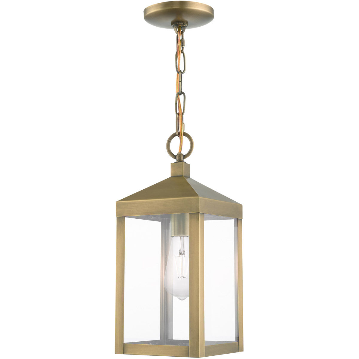 Nyack 1 Light 6 inch Antique Brass Outdoor Pendant Lantern