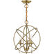 Aria 3 Light 16 inch Antique Brass Convertible Chandelier / Semi Flush Ceiling Light