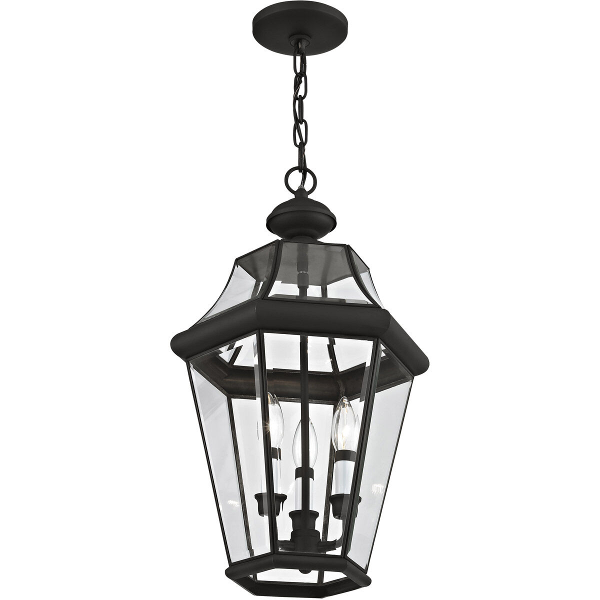 Georgetown 3 Light 13 inch Black Outdoor Pendant Lantern