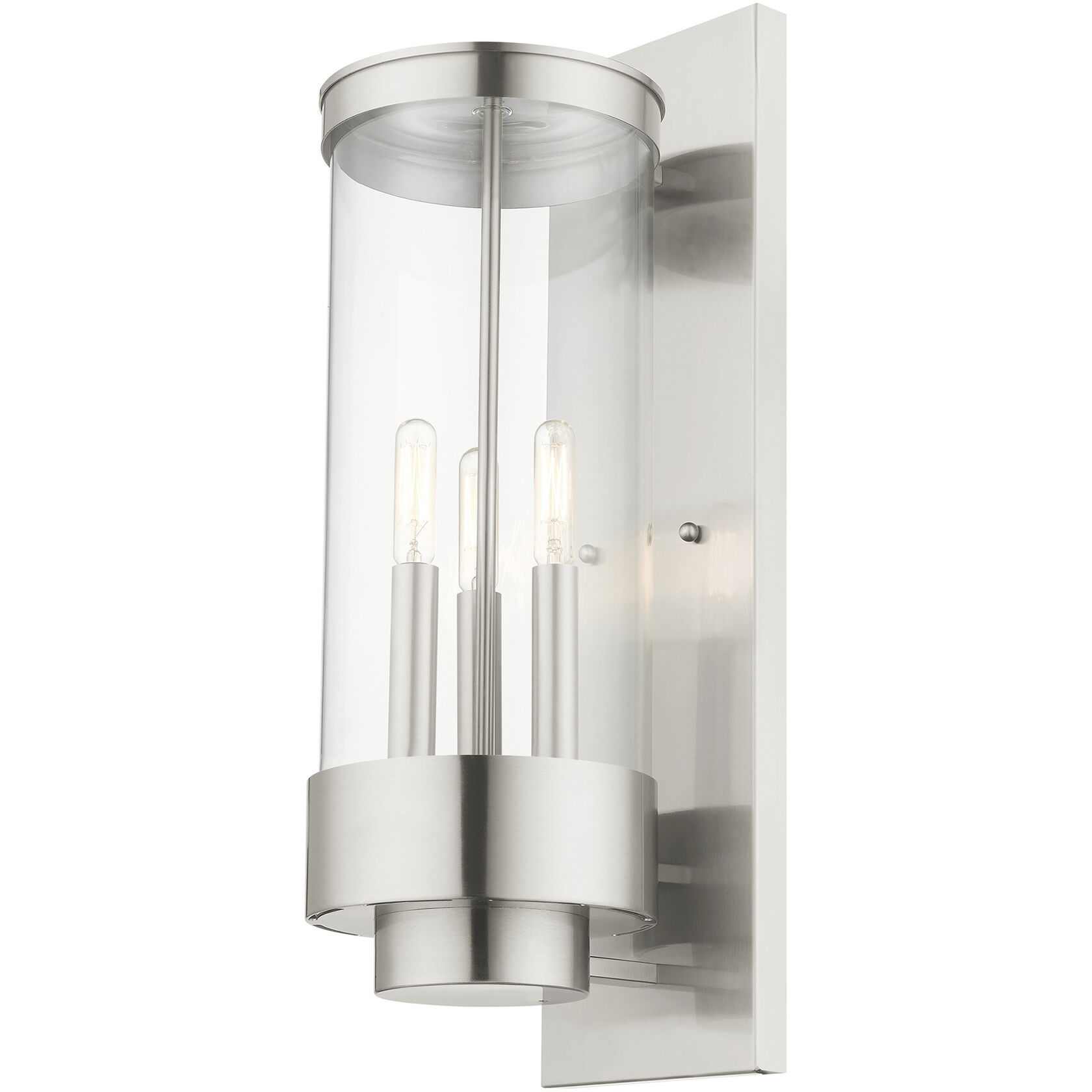 Hillcrest 3 Light 20.5 inch Brushed Nickel Outdoor Wall Lantern