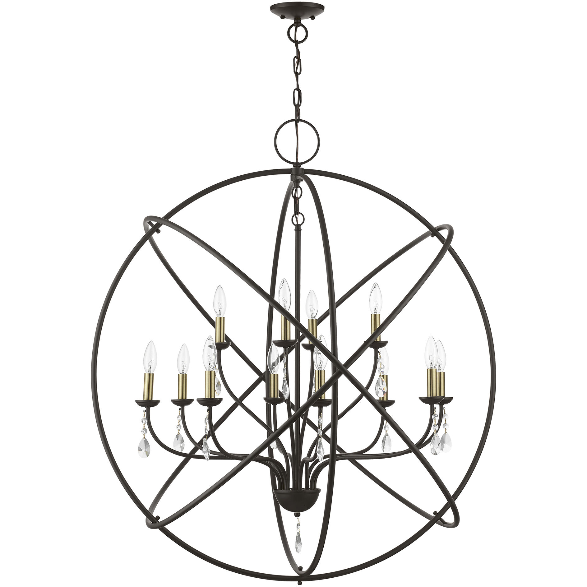 Aria 12 Light 40 inch Bronze with Antique Brass Finish Candles Grande Foyer Chandelier Ceiling Light