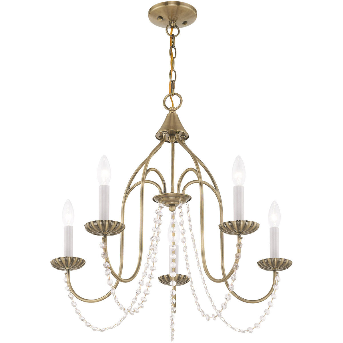 Alessia 5 Light 24 inch Antique Brass Chandelier Ceiling Light