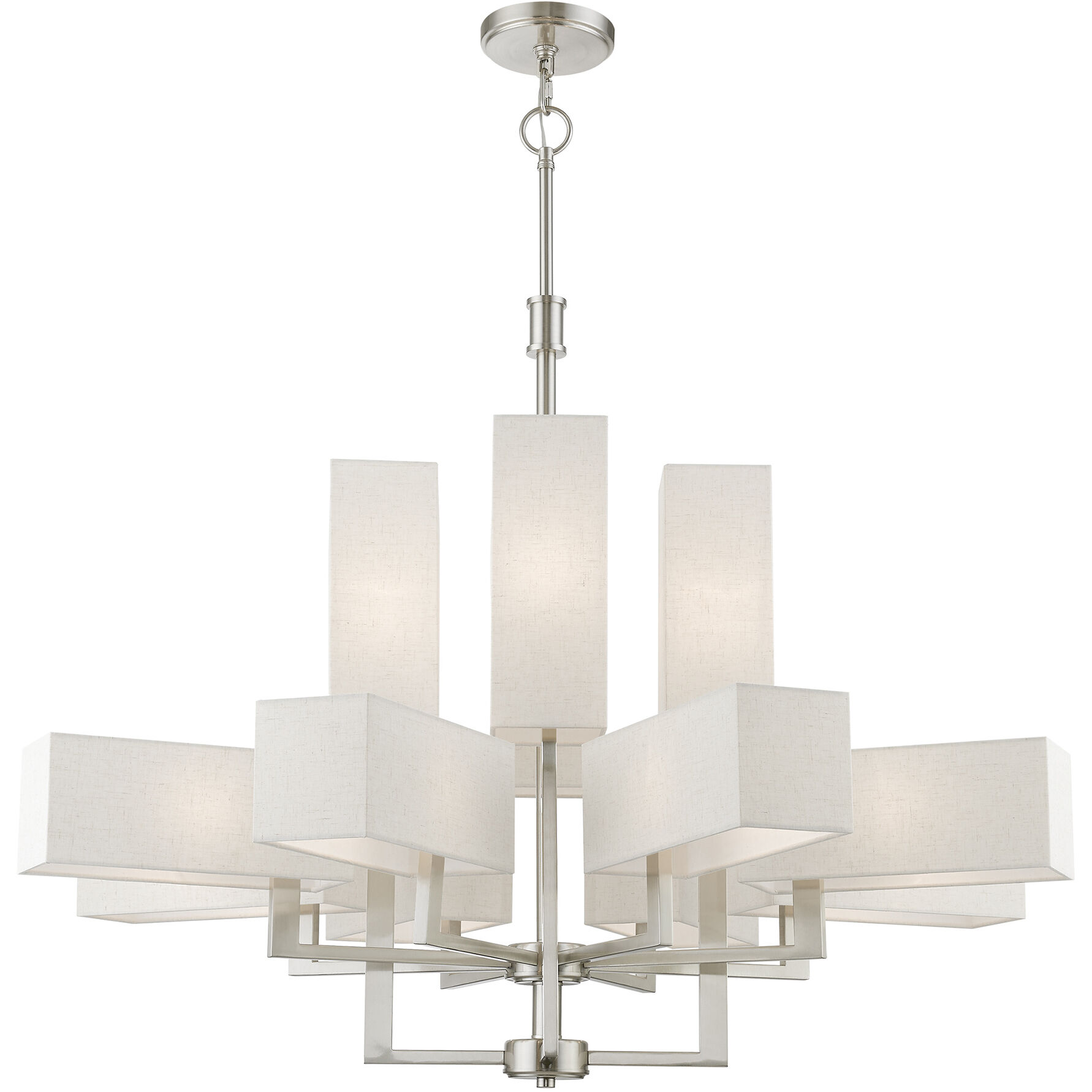 Rubix 12 Light 44 inch Brushed Nickel Foyer Chandelier Ceiling Light, Extra Large