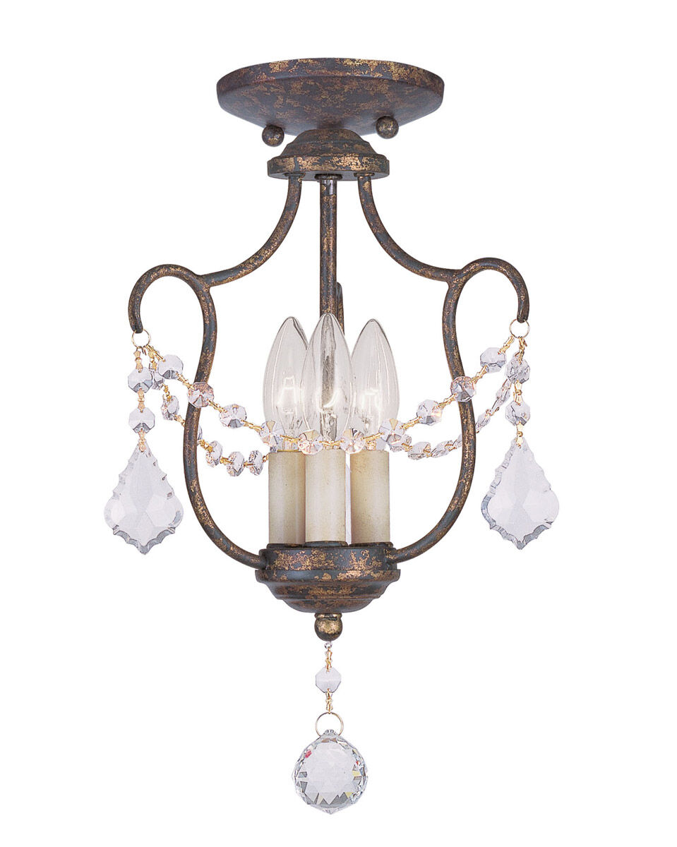 Chesterfield 3 Light 10 inch Hand Applied Venetian Golden Bronze Convertible Mini Pendant/Ceiling Mount Ceiling Light