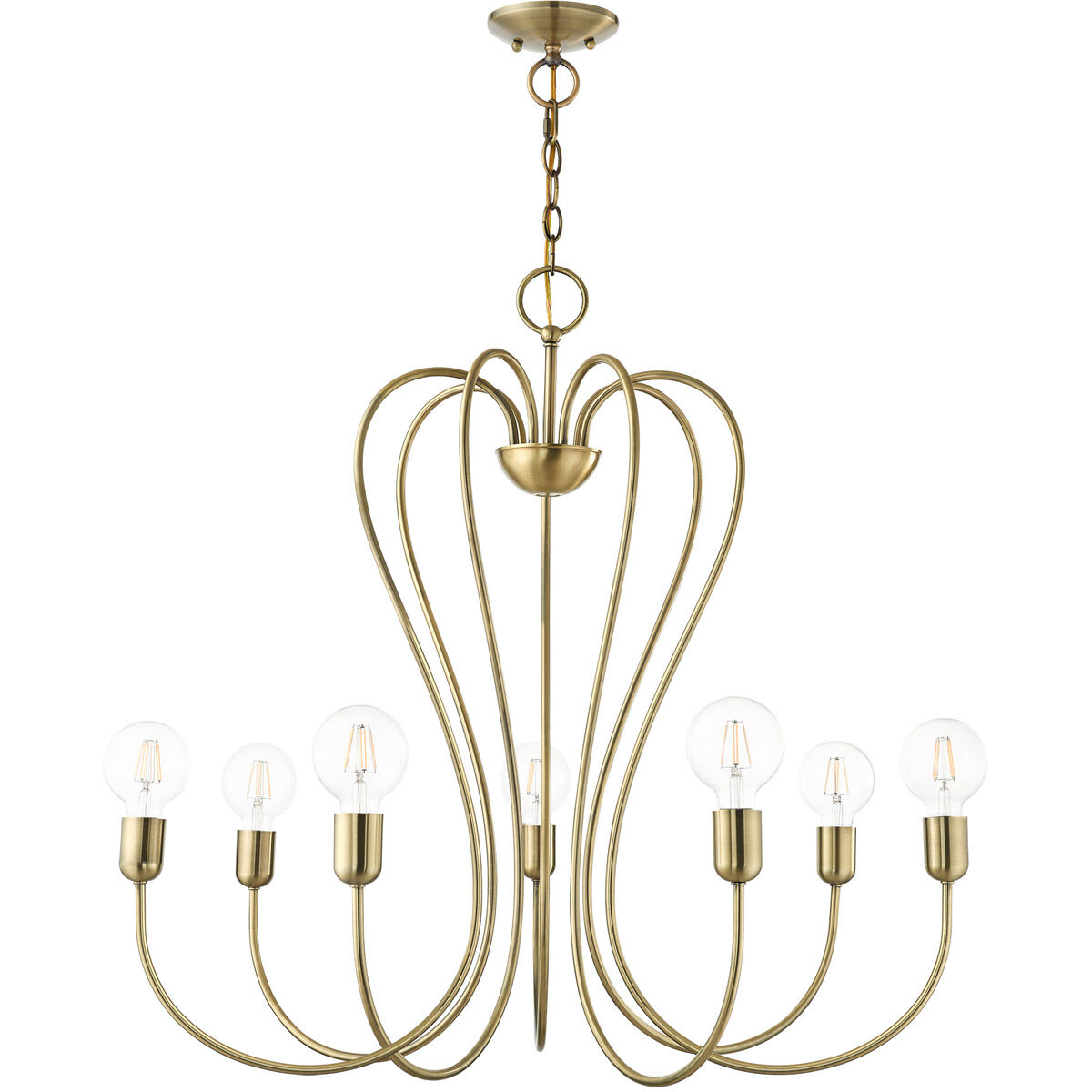 Lucerne 7 Light 30 inch Antique Brass Chandelier Ceiling Light