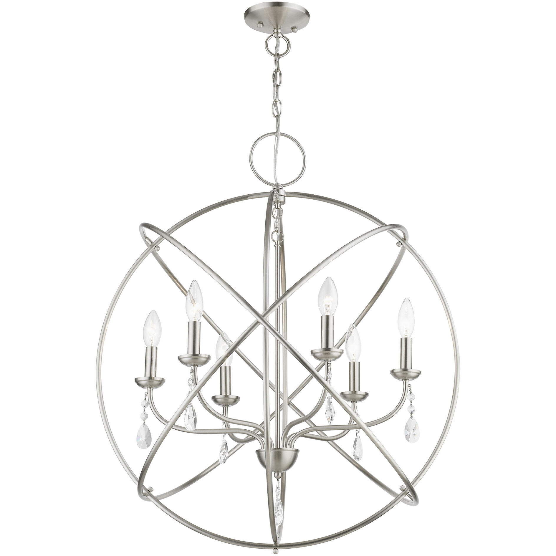 Aria 6 Light 28 inch Brushed Nickel Pendant Chandelier Ceiling Light, Globe