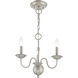 Windsor 3 Light 14 inch Brushed Nickel Mini Chandelier Ceiling Light