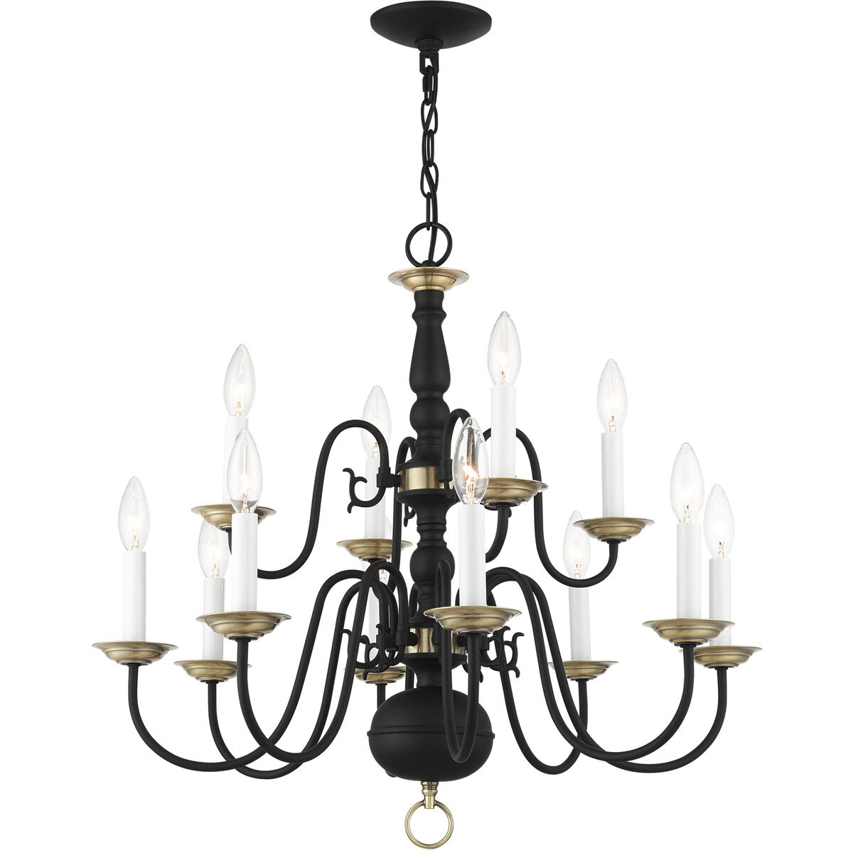 Williamsburg 12 Light 26 inch Black Chandelier Ceiling Light