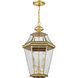 Georgetown 3 Light 13 inch Polished Brass Outdoor Pendant Lantern