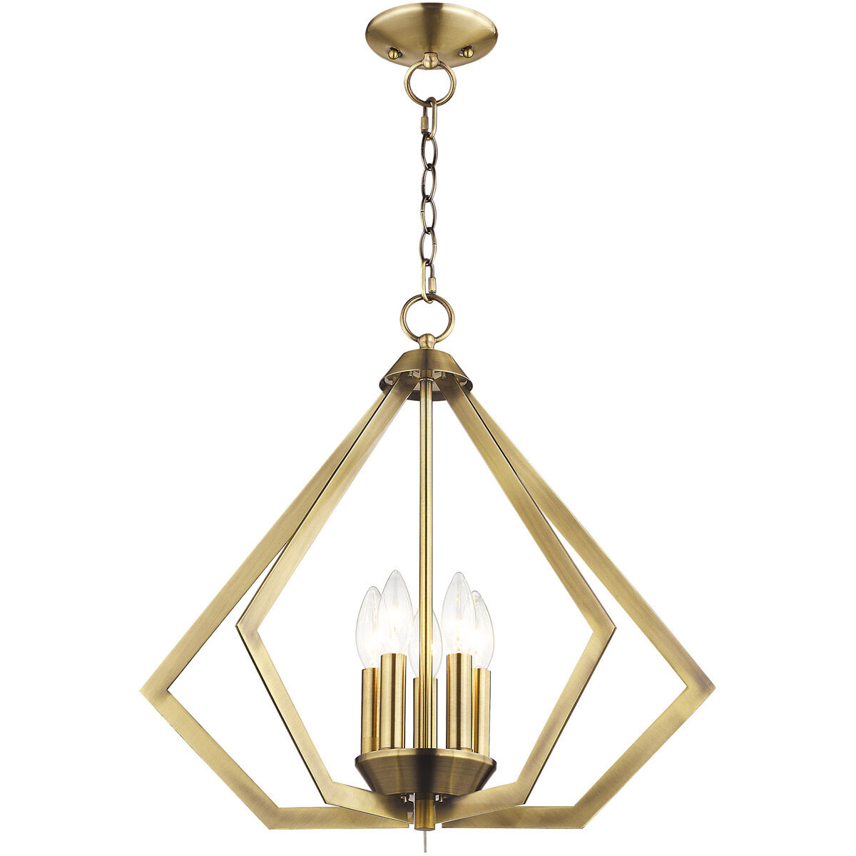 Prism 5 Light 20 inch Antique Brass Chandelier Ceiling Light